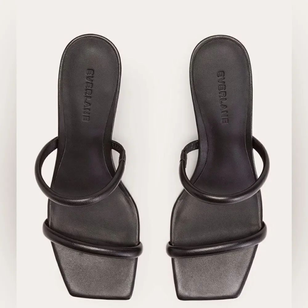 New Everlane The Double Strap Heel in Black Size 9